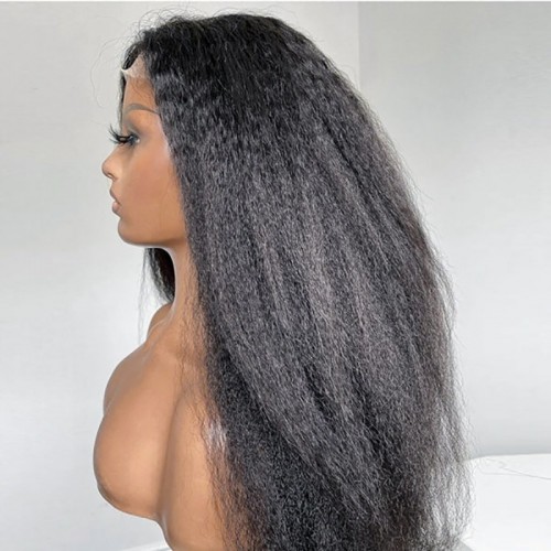 Kinky Straight 4x4 5x5 6x6 7x7 Transparent Closure Wig | Human Hair Wig | Lace Front